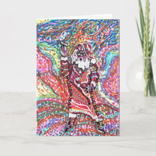 Tarjeta de felicitación de Santa Claus psicodélica