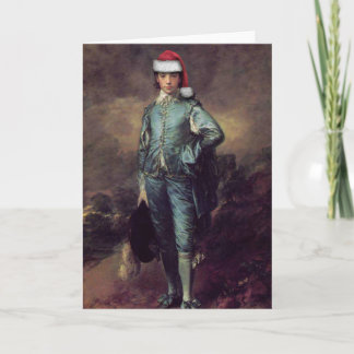 Tarjeta de felicitación de Santa del muchacho azul