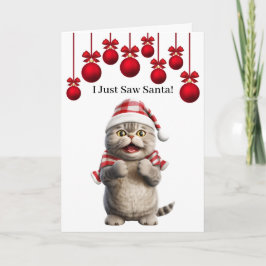 Tarjeta de Felicitación de Santa Gato Adorable