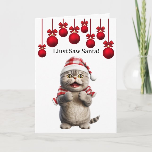 Tarjeta de Felicitación de Santa Gato Adorable (Anverso)