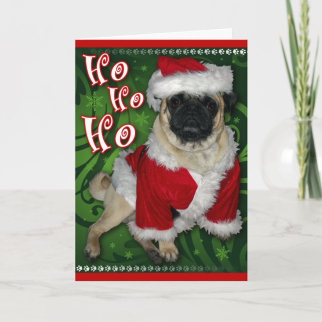 Tarjeta de felicitación de Santa Pug (Anverso)