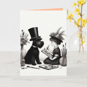 Tarjeta de felicitación de Schnauzer doblada