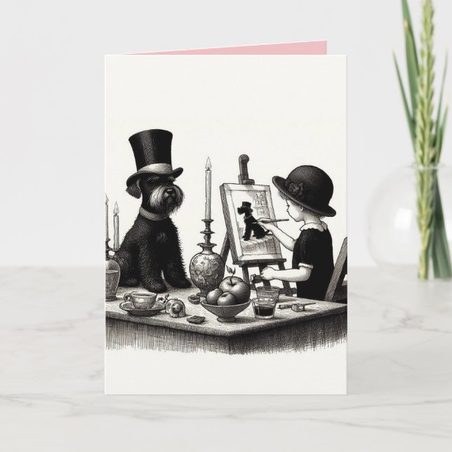 Tarjeta de felicitación de Schnauzer doblada (Anverso)