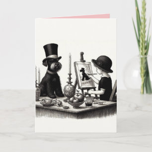 Tarjeta de felicitación de Schnauzer doblada
