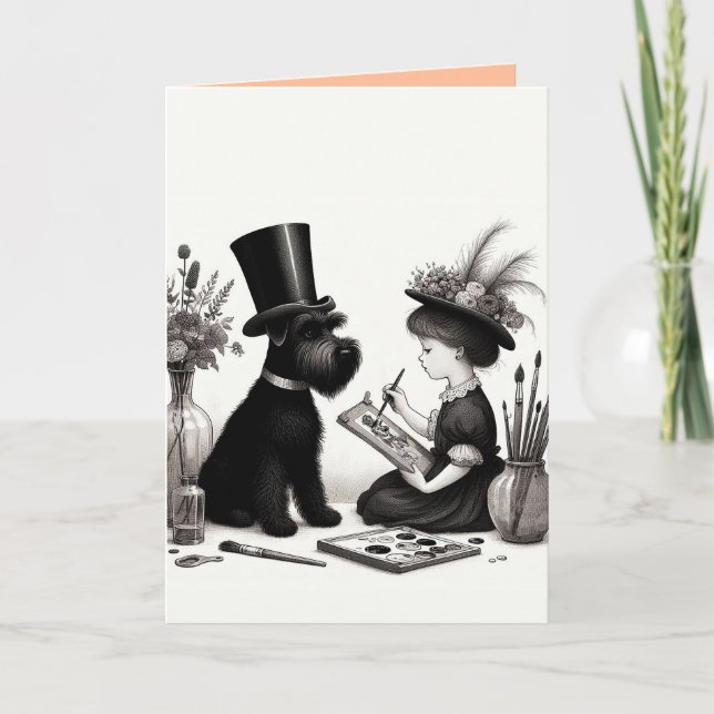 Tarjeta de felicitación de Schnauzer doblada (Anverso)