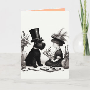 Tarjeta de felicitación de Schnauzer doblada