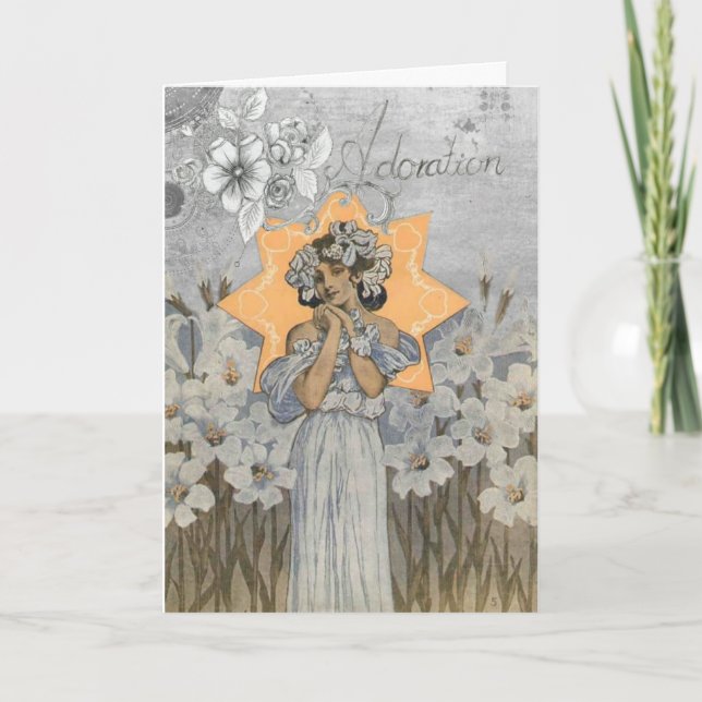 Tarjeta de felicitación de señora Floral del art (Anverso)