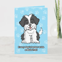 Tarjeta de felicitación de ShihTzu del dibujo