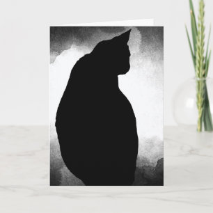 Tarjeta de felicitación de silueta de gato negro (