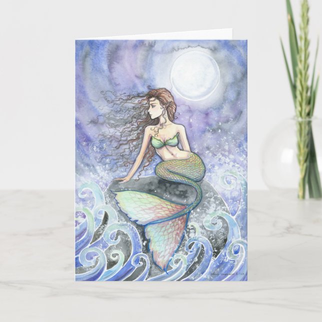 Tarjeta de felicitación de sirena de marea inquiet (Anverso)