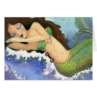 Tarjeta de felicitación de sirena dormida (5" x 7"