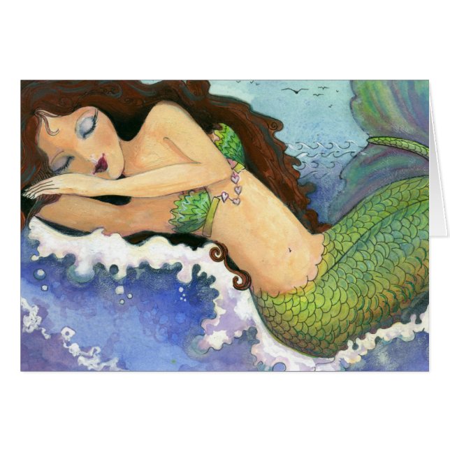 Tarjeta de felicitación de sirena dormida (5" x 7" (Anverso (Horizontal))