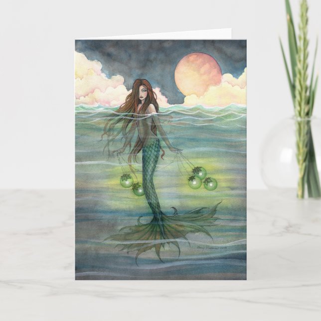 Tarjeta de felicitación de sirena "Mar Iluminado" (Anverso)