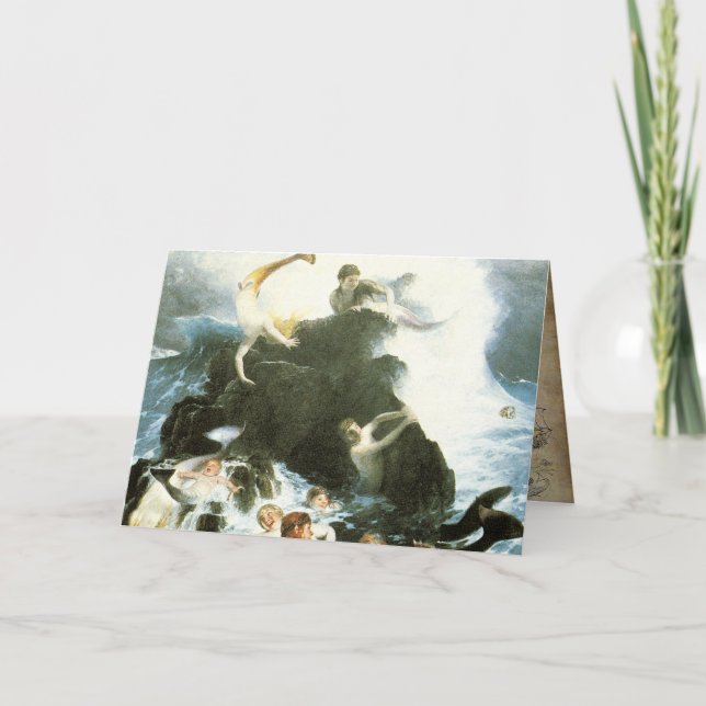 Tarjeta de felicitación de Sirena Vintage (Anverso)