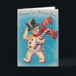 Tarjeta de felicitación de Snowman para Navidades<br><div class="desc">Tarjeta de Navidades Vintage / Retro.  ¡Saludos de los hombres de nieve!  ¡Navidades Saludables!</div>
