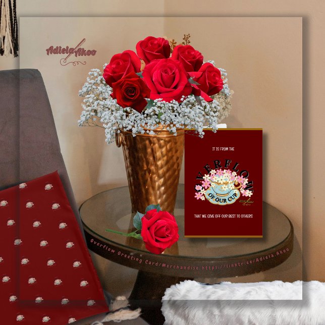 Tarjeta de felicitación de sobrevuelo - Adiela Ako (Overflow Greeting Card by Poet Adiela Akoo. Make a great gift combo with matching mug, tote & tshirt)