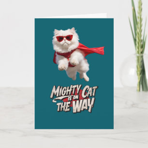 Tarjeta de felicitación de superhéroe de gato pers