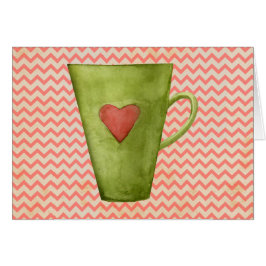 Tarjeta de felicitación de taza de latte de acuare