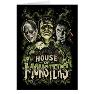 Tarjeta de felicitación de terror clásico Casa de