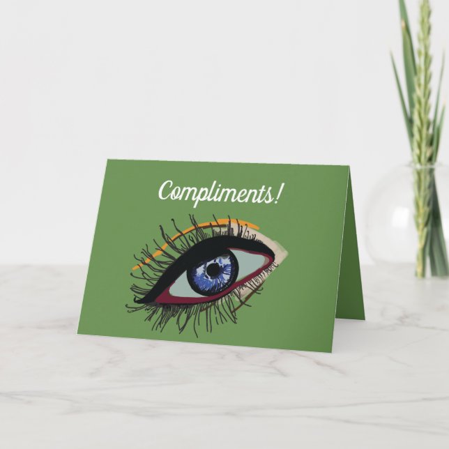 Tarjeta de felicitación de texto de dibujo ocular (Anverso)