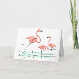 Tarjeta de felicitación de texto Flamingo Ocean Tr