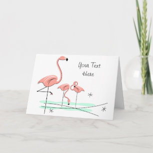 Tarjeta de felicitación de texto Flamingo Ocean Tr