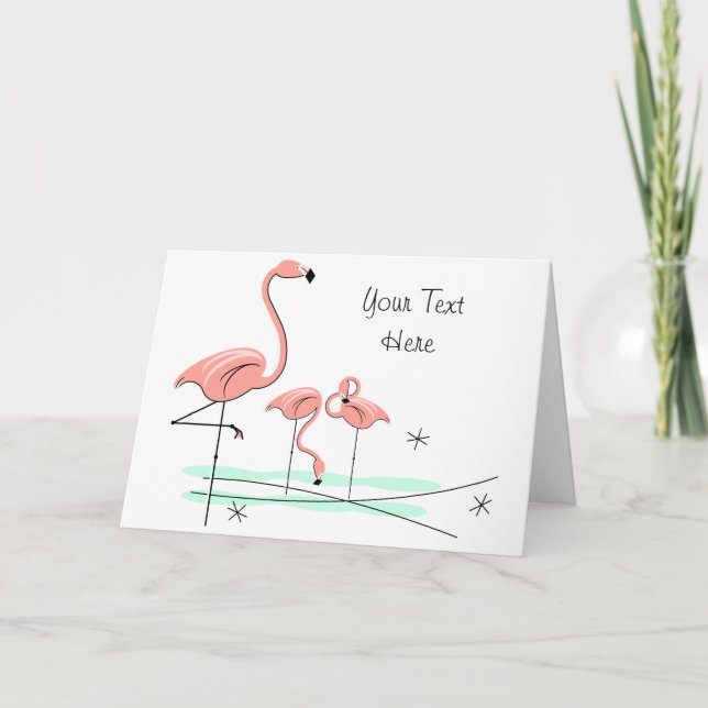 Tarjeta de felicitación de texto Flamingo Ocean Tr (Anverso)