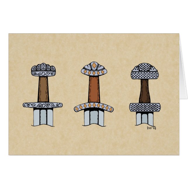 Tarjeta de felicitación de Three Viking Sword Hilt (Anverso (Horizontal))