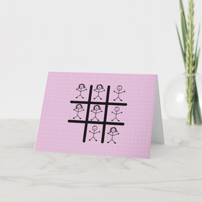 Tarjeta de felicitación de Tic Tac Toe de chicas r (Anverso)