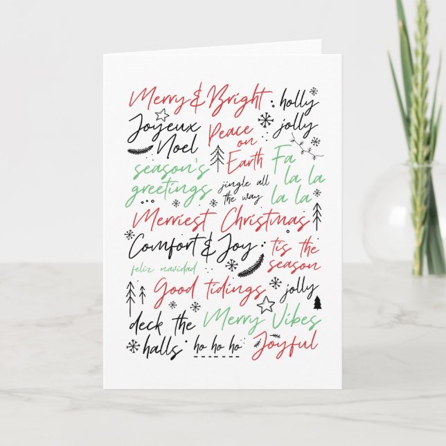 Tarjeta de Felicitación de Tipografía de Navidad E (Anverso)