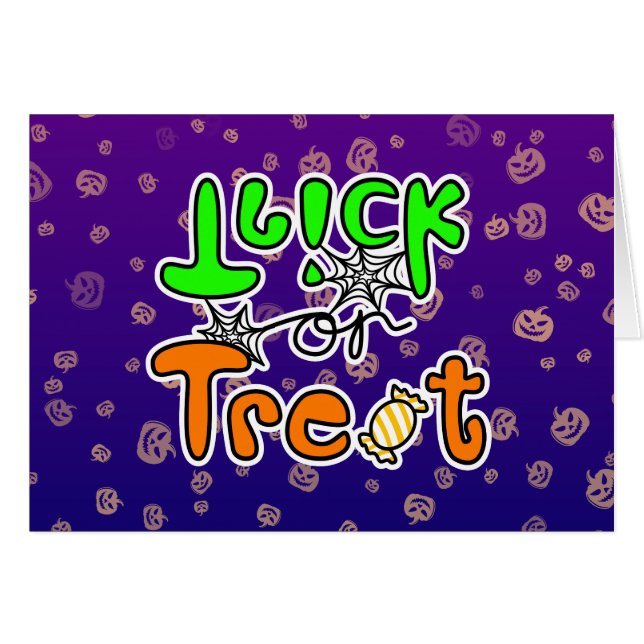 Tarjeta de felicitación de Trick o Trato de Hallow (Anverso (Horizontal))