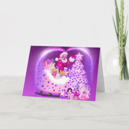 Tarjeta de Felicitación de Trineo de Santa con Niñ