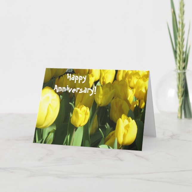 Tarjeta de felicitación de tulipán amarillo Feliz  (Anverso)