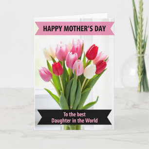 Tarjeta de felicitación de tulipanes de lunares en