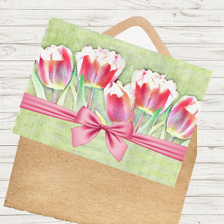 Tarjeta de felicitación de tulipanes de primavera 