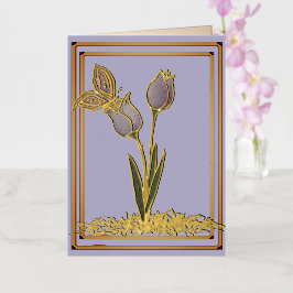Tarjeta de felicitación de tulipanes mariposa con 