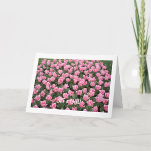 Tarjeta de felicitación de tulipanes rosados