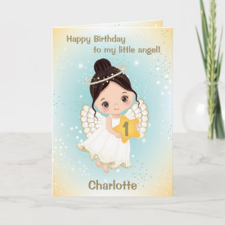 Tarjeta de felicitación de un año de pequeño ángel