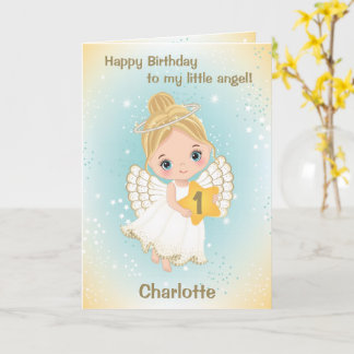 Tarjeta de felicitación de un año de pequeño ángel