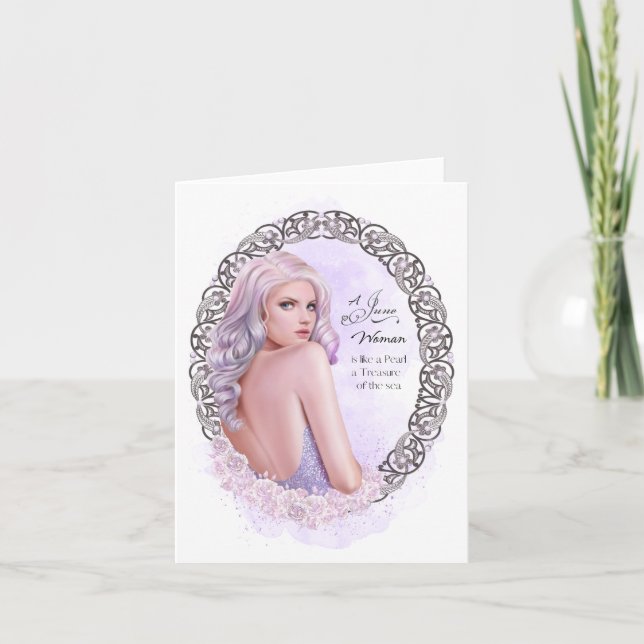 Tarjeta de felicitación de una mujer de junio (Anverso)