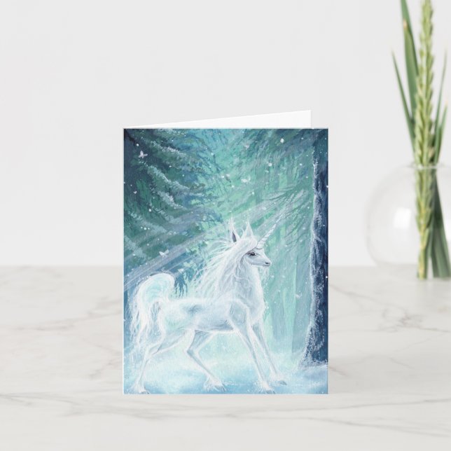 Tarjeta de felicitación de unicornio con iluminaci (Anverso)