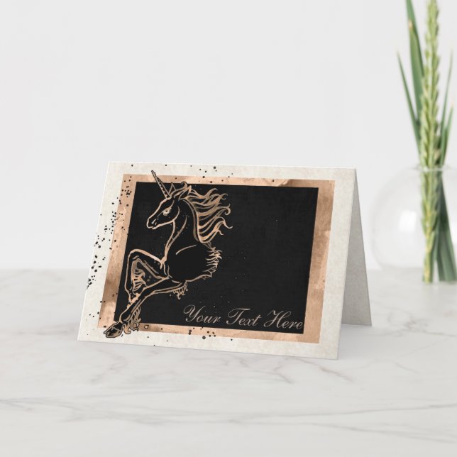 Tarjeta de felicitación de Unicornio negro (Anverso)