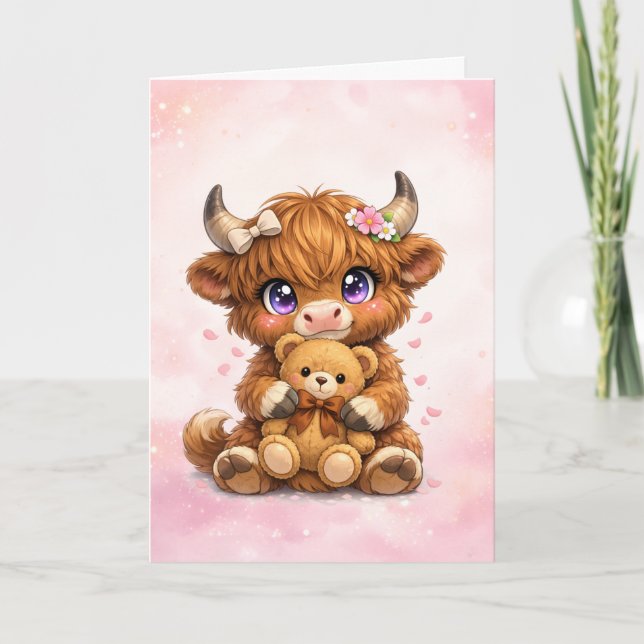 Tarjeta de Felicitación de Vaca de las Tierras Alt (Anverso)