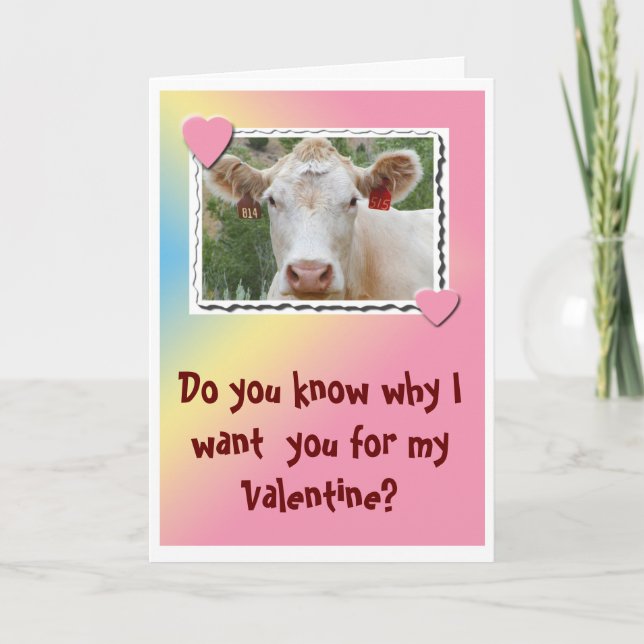Tarjeta de felicitación de vaca de San Valentín (Anverso)