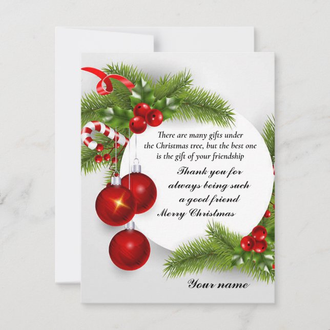 Tarjeta de Felicitación de Vacaciones "Amistad" (Anverso)