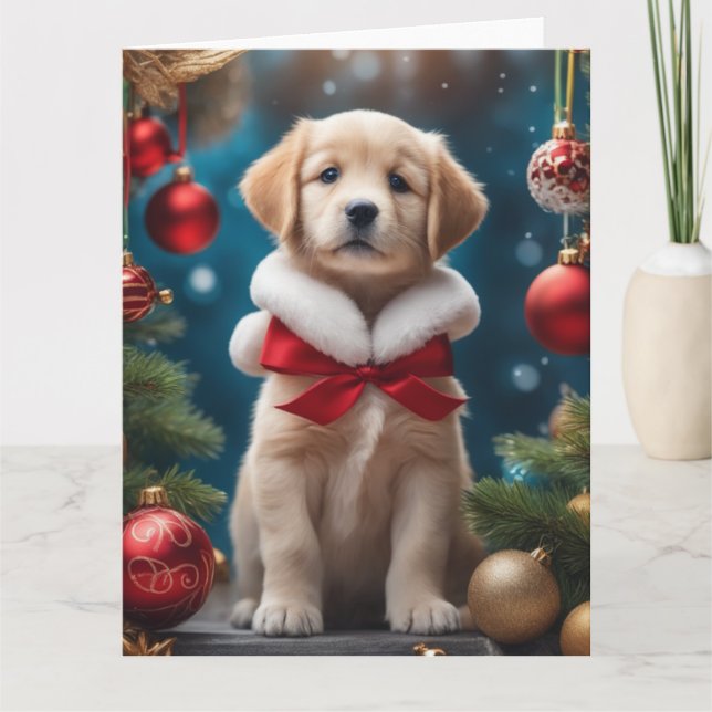 Tarjeta de felicitación de vacaciones de Lab Pup (Anverso)