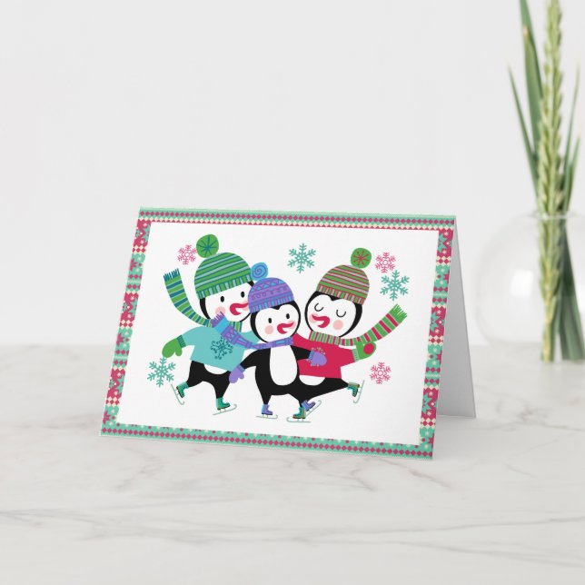 Tarjeta de felicitación de vacaciones de los pingü (Anverso)