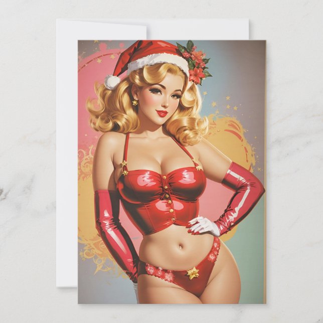 Tarjeta de felicitación de vacaciones de Pinup de  (Anverso)