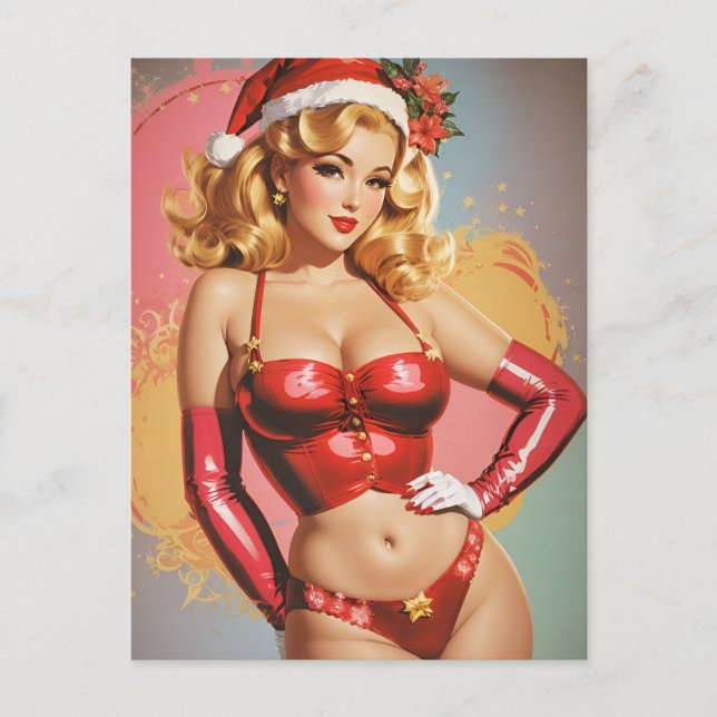 Tarjeta de felicitación de vacaciones de Pinup de  (Anverso)