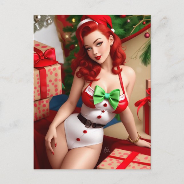 Tarjeta de felicitación de vacaciones de Pinup de  (Anverso)